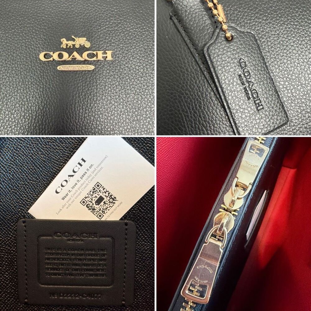 Coach Tatum Carryall Shoulder Tote Bag in Black/True Red (C4077) NWOT - Picture 7 of 12